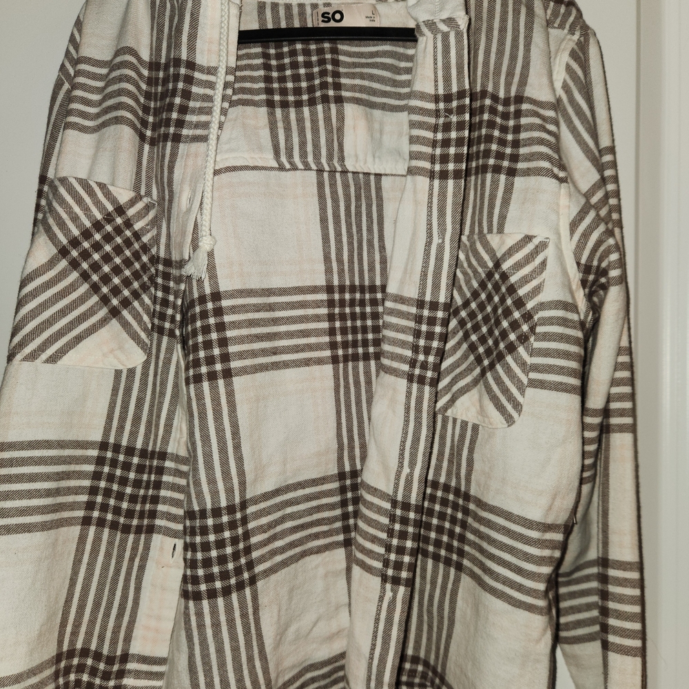 SO Women's Plaid Jacket - Brown and Cream